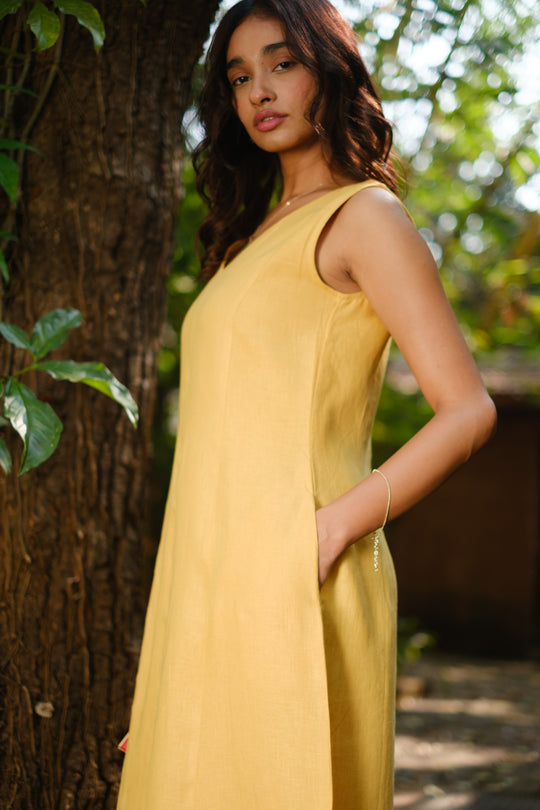 The Linen V Neck Midi Dress | Creatures of Habit