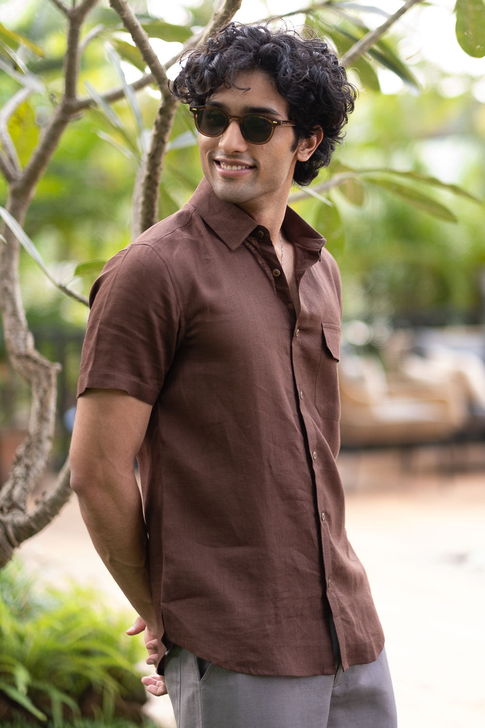 SUNSEA 17SS Check Linen GIGOLO Shirt（Sunset Pocket Standard