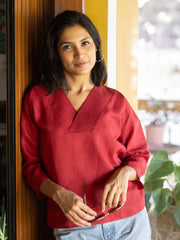 Linen V Neck Top