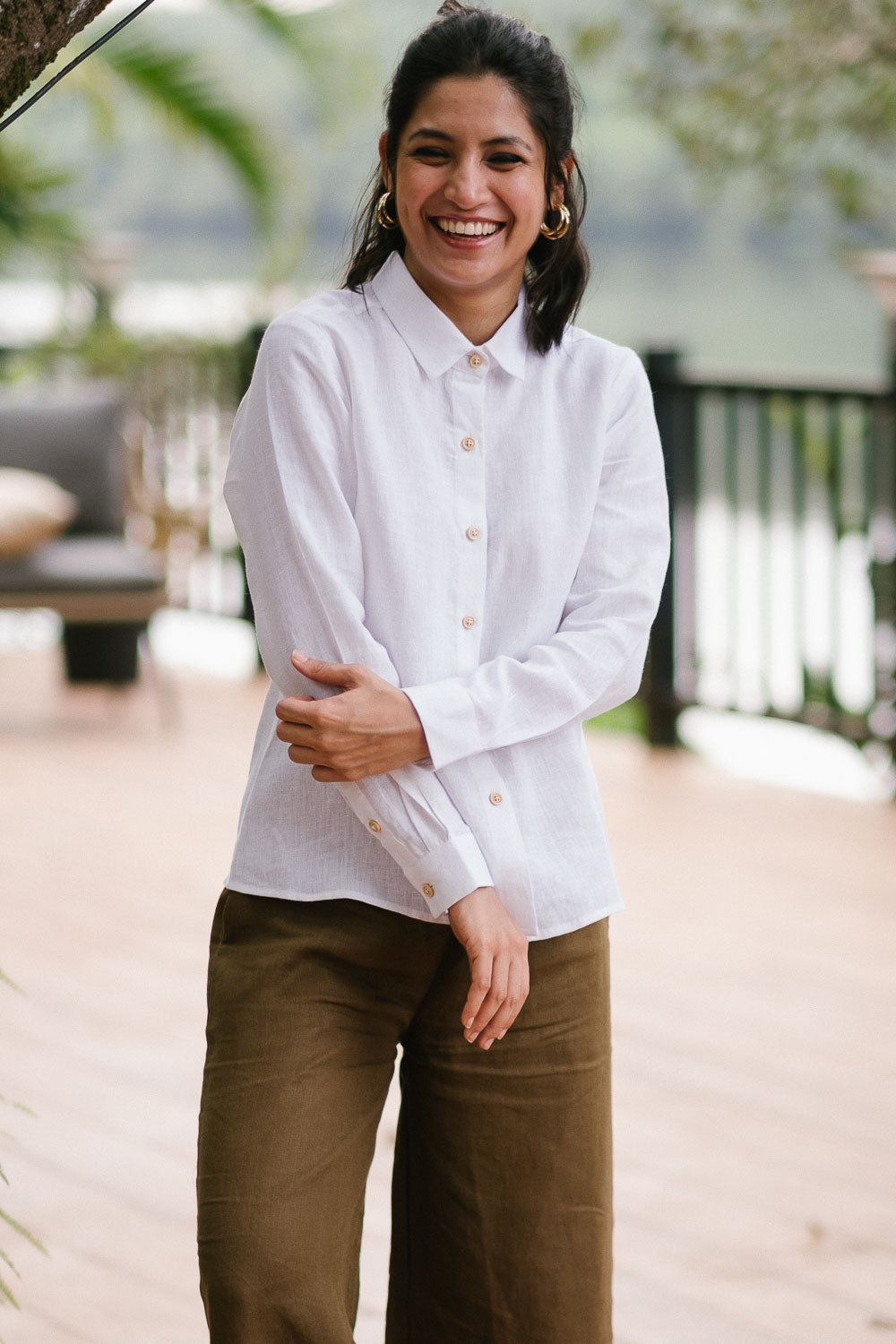 Shirt for women- The Linen Day Shirt for Women Pearl White