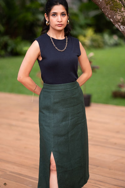 The Heavy Linen Midi Skirt
