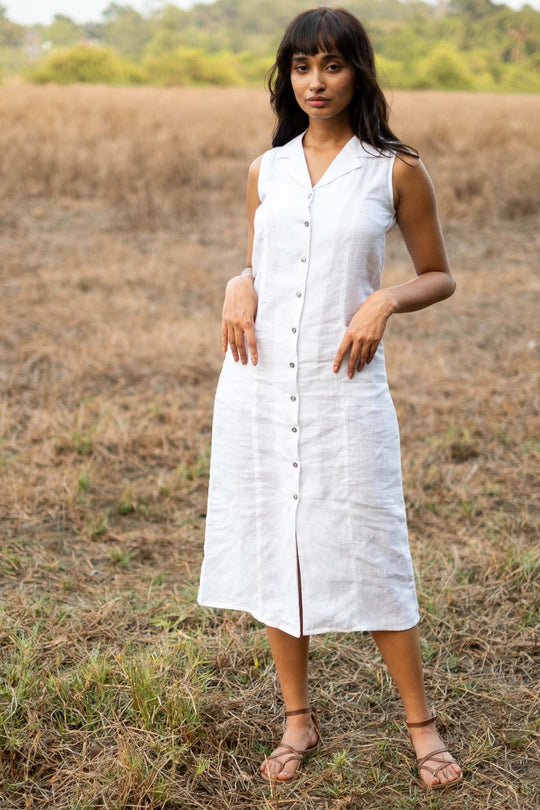 The Linen Notch Collar Dress | Creatures of Habit