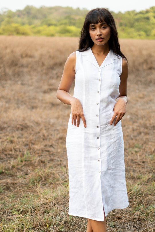 The Linen Notch Collar Dress | Creatures of Habit