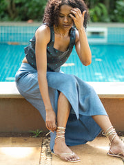 Heavy Linen Midi Skirt