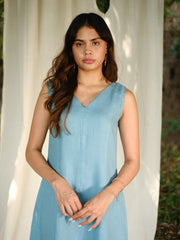 Linen V Neck Midi Dress