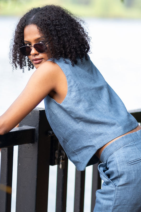 Heavy Linen Co-ord Set with Waistcoat and Panelled Pants | Creatures of Habit