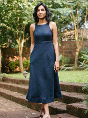 Linen Cutaway Maxi Dress