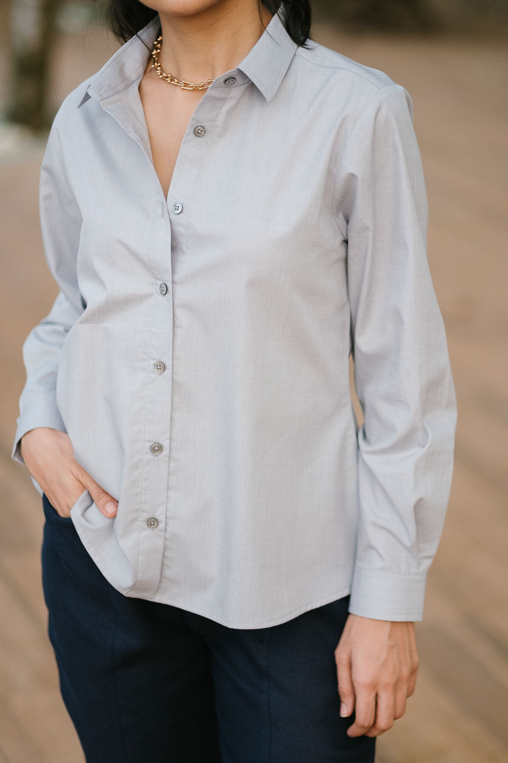 Explore The Egyptian Cotton Shirt for Women Light Grey