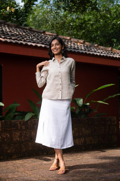 The Heavy Linen Midi Skirt | Creatures of Habit