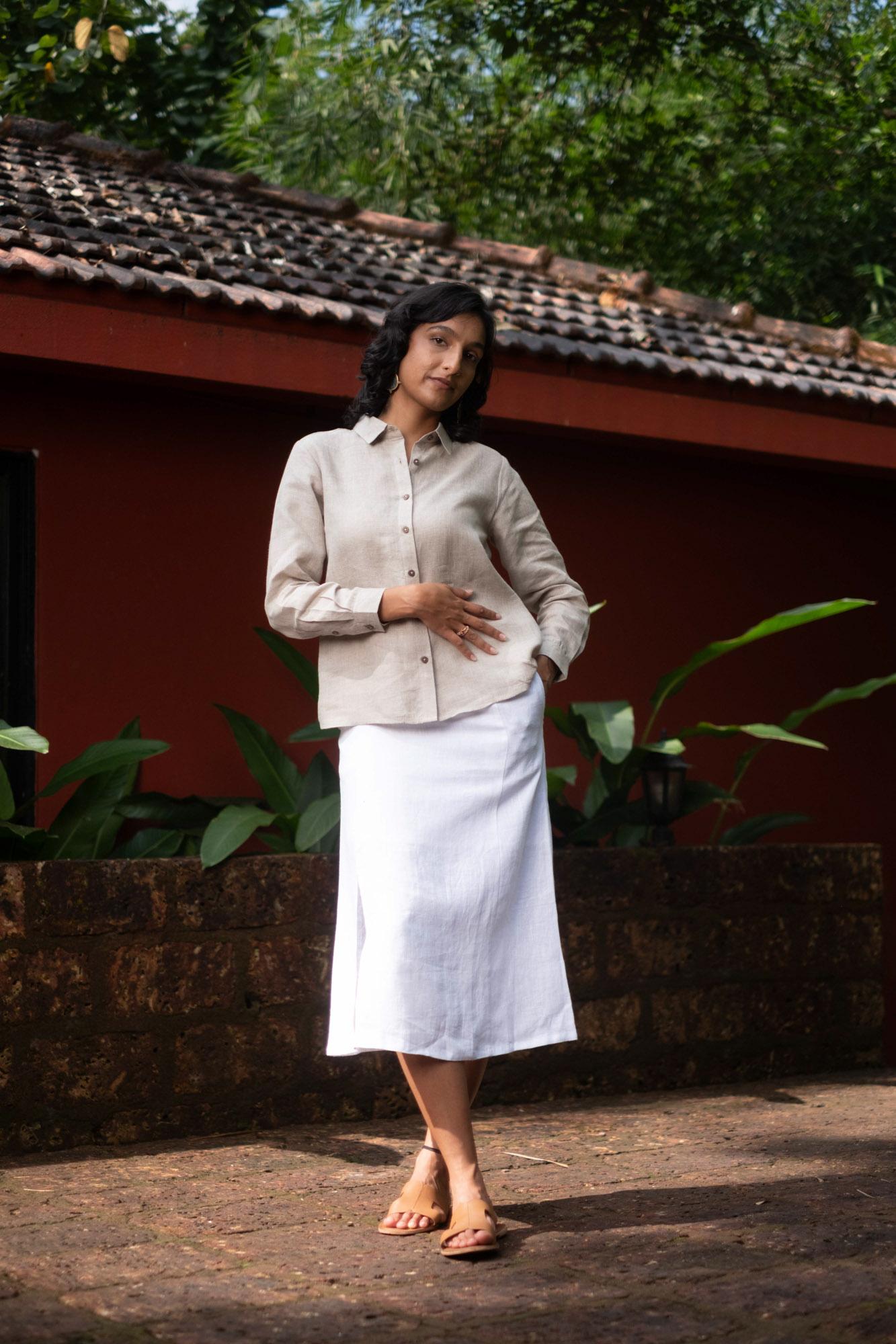 The Heavy Linen Midi Skirt | Creatures of Habit