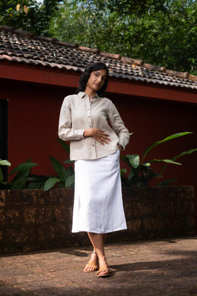 The Heavy Linen Midi Skirt | Creatures of Habit