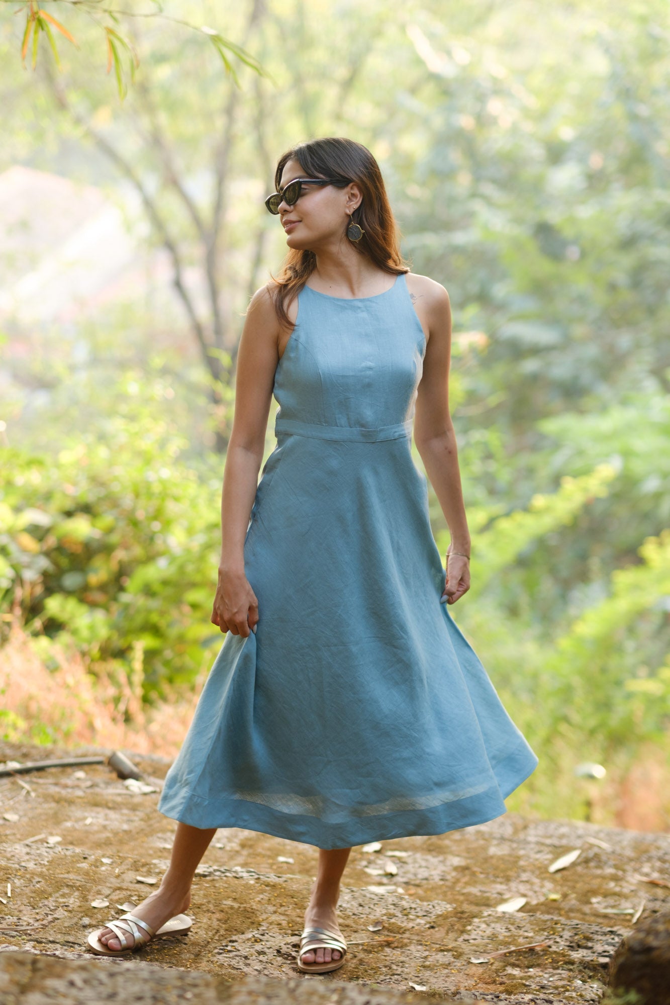 The Linen Cutaway Maxi Dress