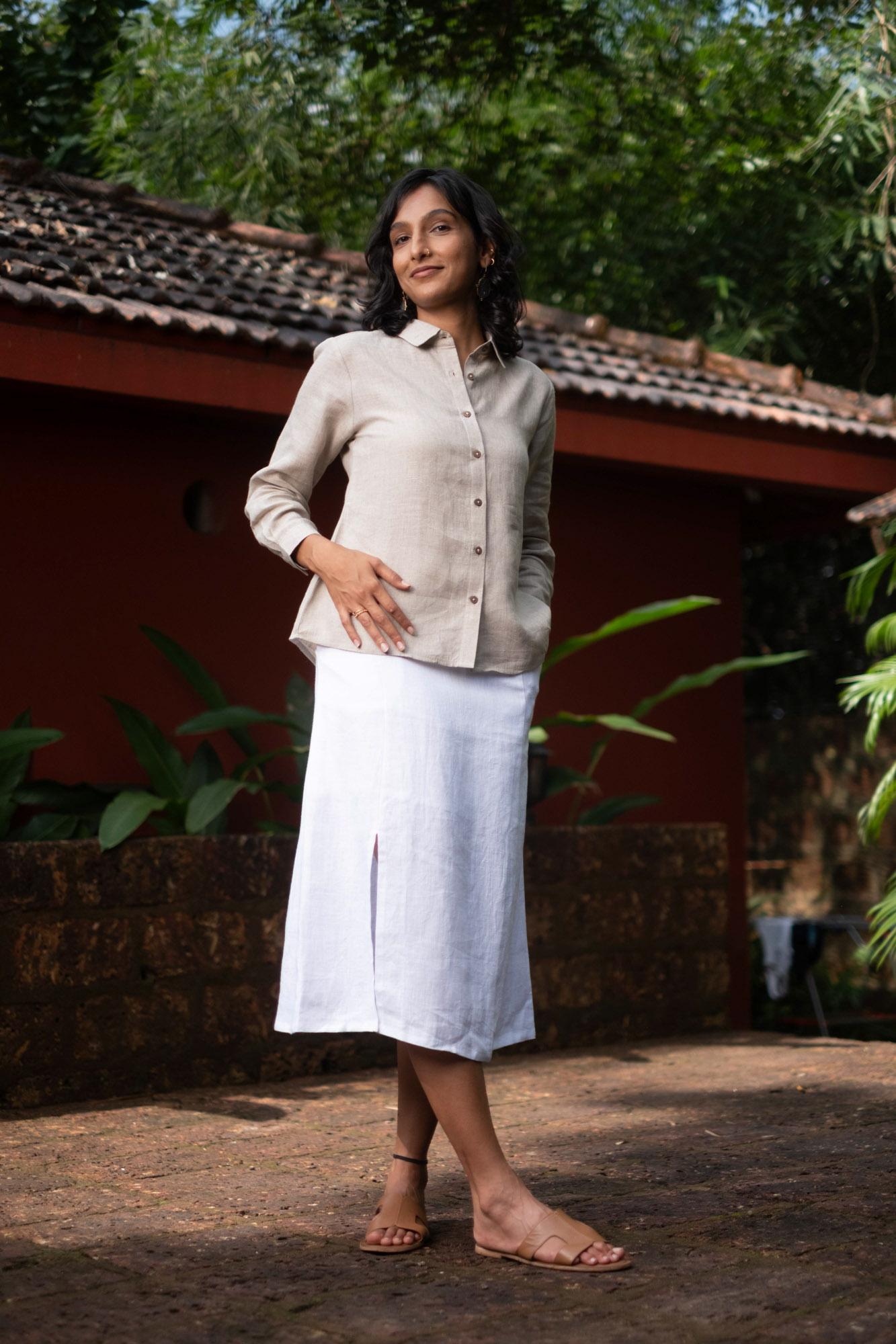 The Heavy Linen Midi Skirt | Creatures of Habit