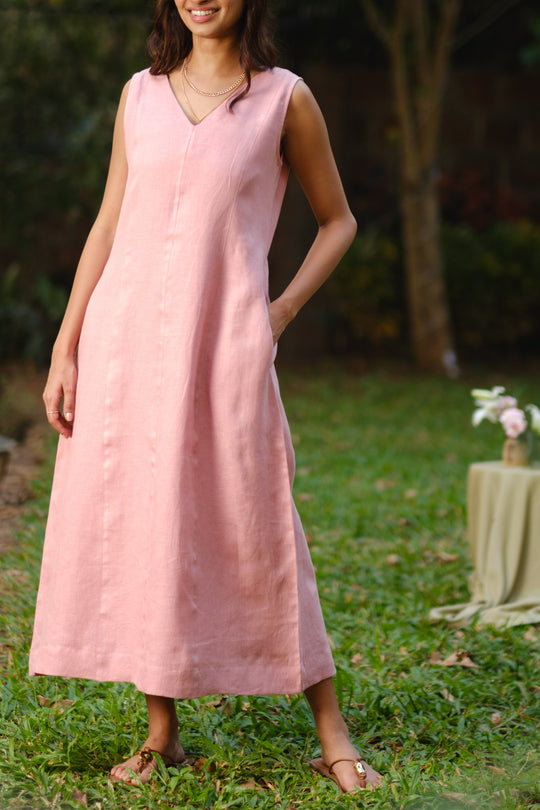 The Linen V Neck Midi Dress | Creatures of Habit