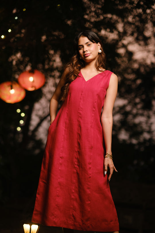 The Linen V Neck Midi Dress | Creatures of Habit