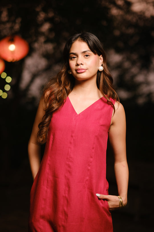 The Linen V Neck Midi Dress | Creatures of Habit