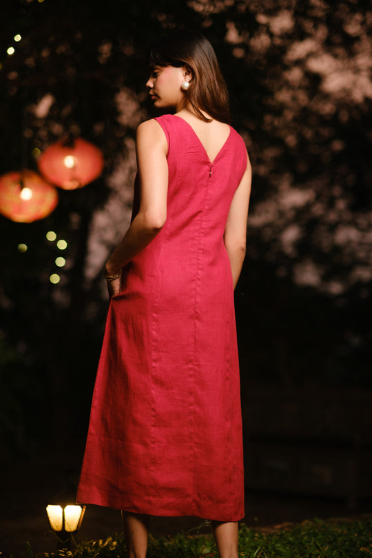 The Linen V Neck Midi Dress | Creatures of Habit