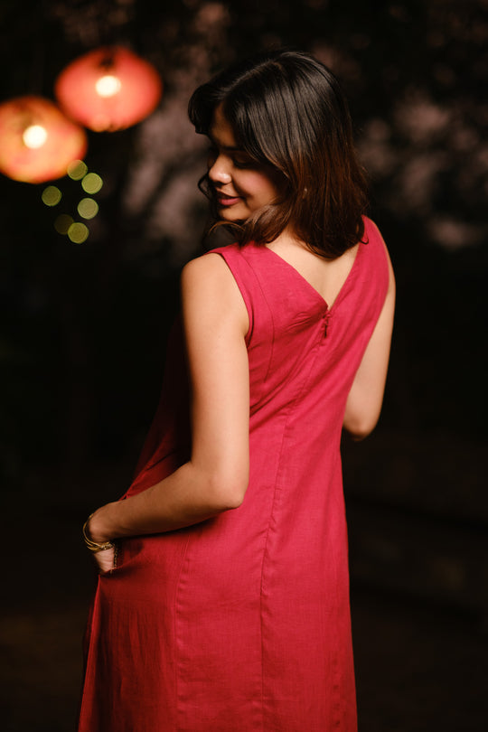 The Linen V Neck Midi Dress | Creatures of Habit