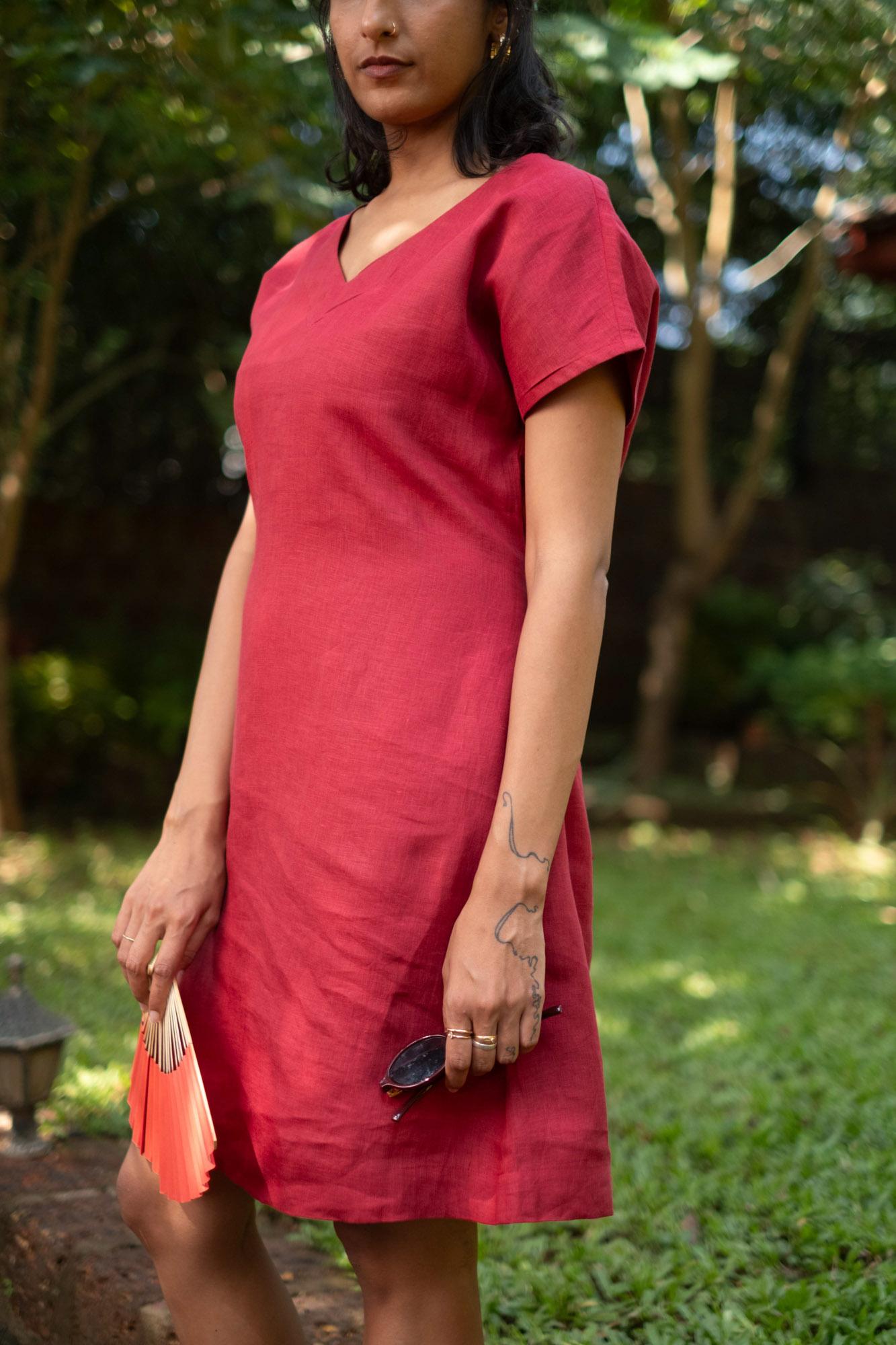 The Linen V Neck Shift Dress | Creatures of Habit
