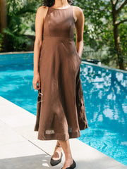 Linen Cutaway Maxi Dress