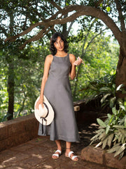 Linen Cutaway Maxi Dress