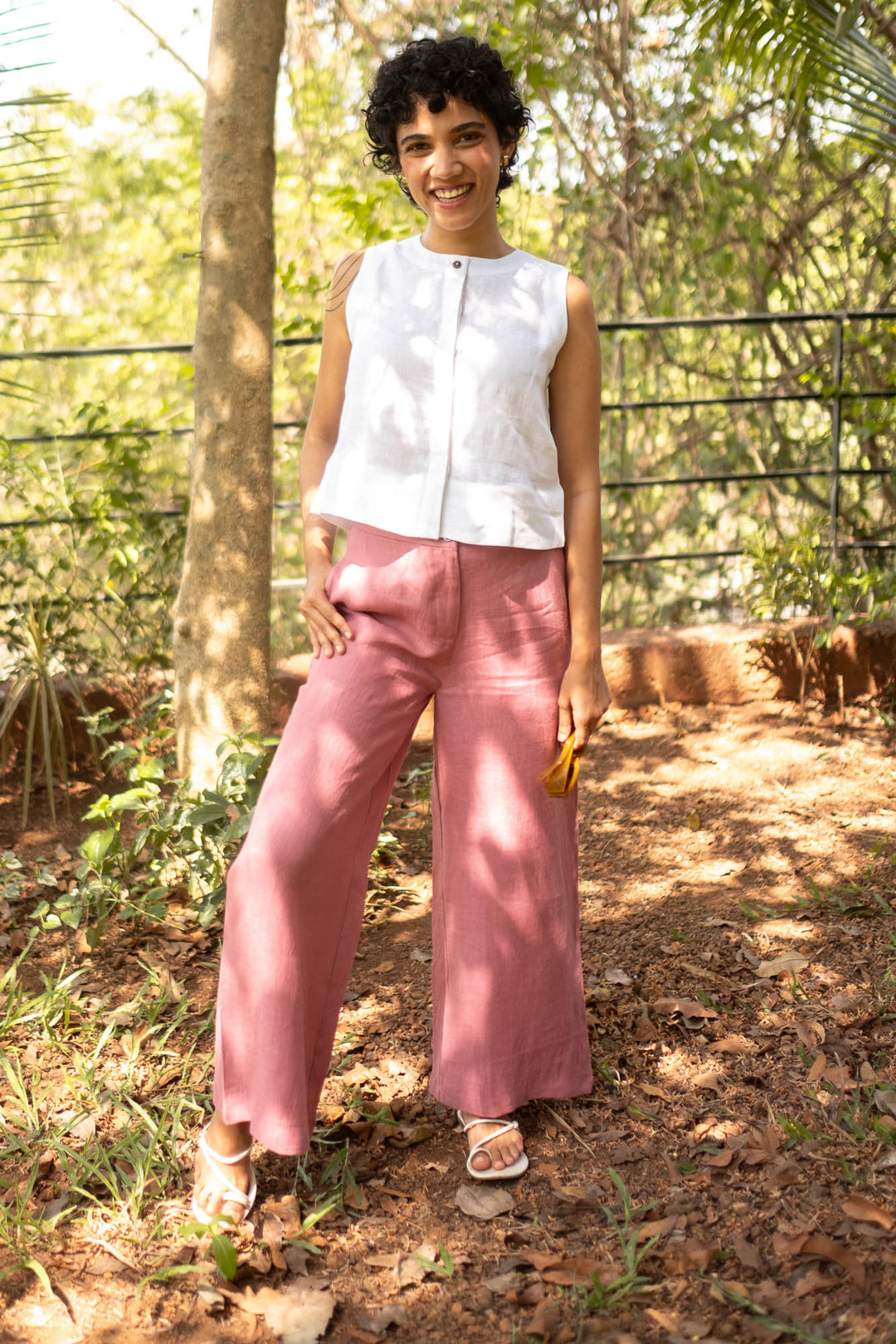 Buy Linen Wide Leg Pants for Women Vintage Pink