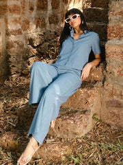 Seersucker Co-ord Set with Oversized Shirt and Oversized Pants