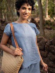 Linen Boat Neck Top