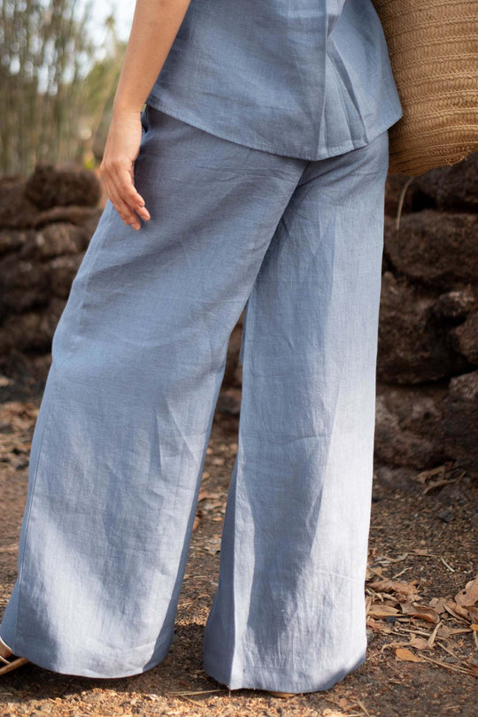 Linen Co-ord Set with Boat Neck Top and Oversized Pants | Creatures of Habit