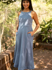 Linen Cutaway Maxi Dress