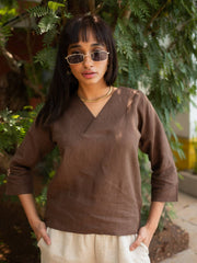 Linen V Neck Top