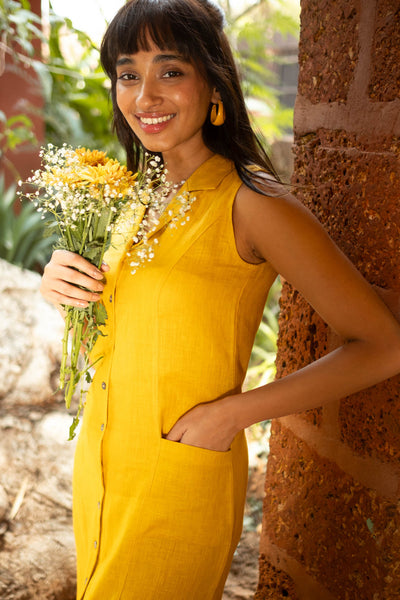 The Linen Notch Collar Dress | Creatures of Habit
