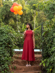 Linen Cutaway Maxi Dress