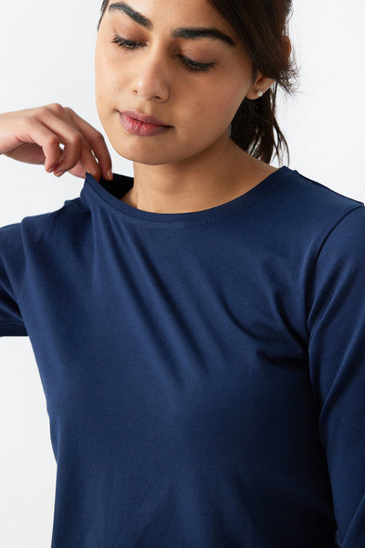 Pima Crew Full Sleeve T shirt for Womens Deep Sea Blue | Womens T-Shirt | Creatures of Habit