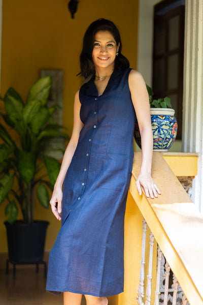 The Linen Notch Collar Dress