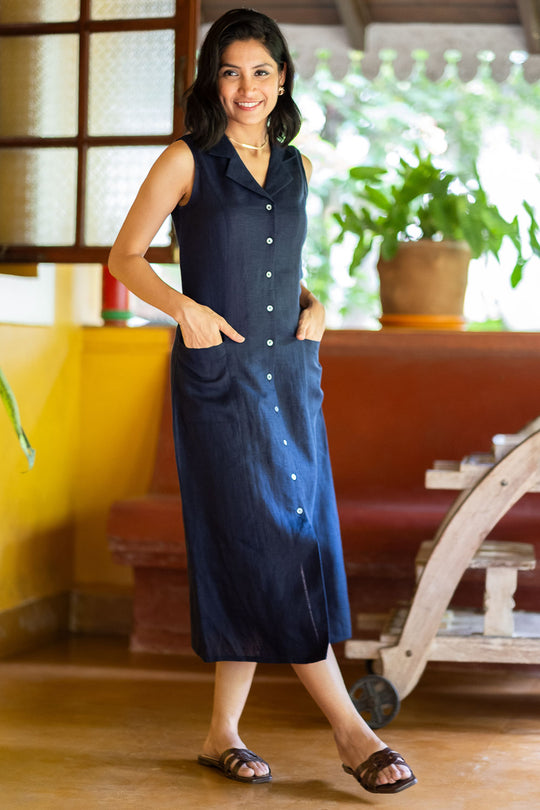 The Linen Notch Collar Dress | Creatures of Habit