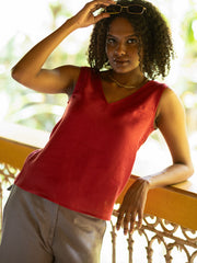 Linen V Neck Tank