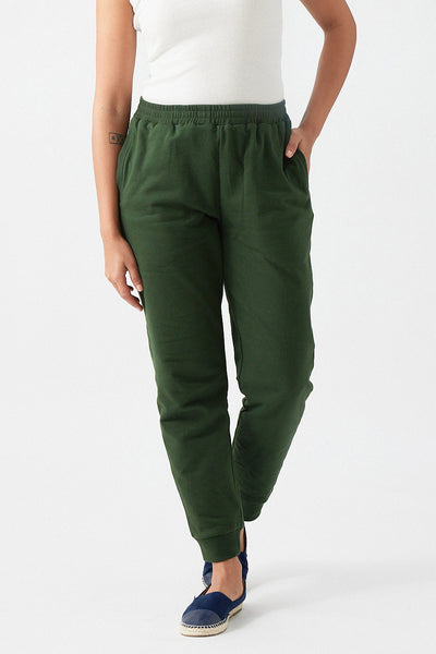 Womens Joggers | The Brushed Terry Joggers Forest Green | Creatures of Habit