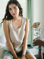 Linen Round Neck Tank