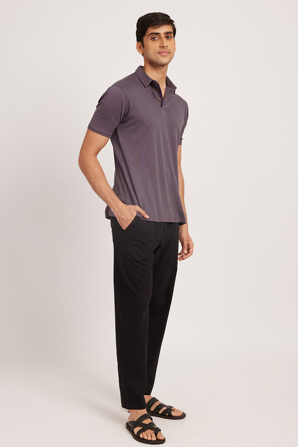 Jet Black Track Pant for Men - Solid & 100% Cotton Regular Fit | JadeBlue