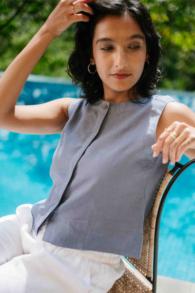 The Linen Sleeveless Shirt | Creatures of Habit
