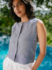 Linen Sleeveless Shirt