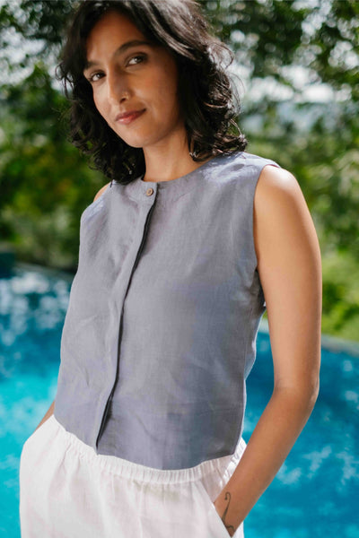 The Linen Sleeveless Shirt | Creatures of Habit