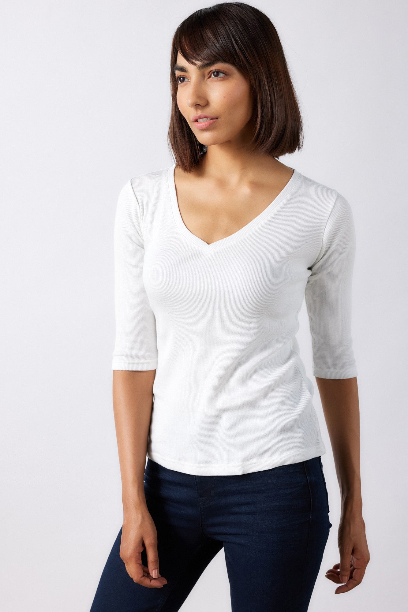 White Breaths V-Neck Top