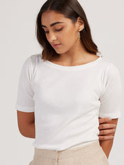 Rib Boat Neck | Short Sleeve