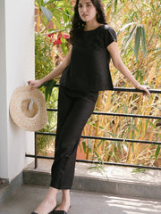 Linen Boat Neck Top