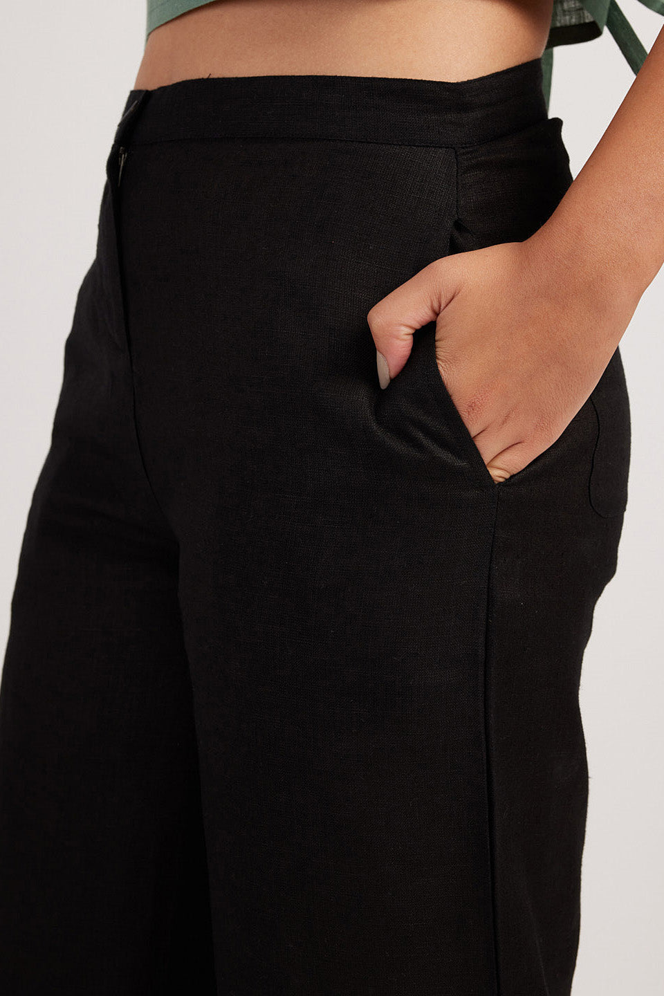 Explore Linen Wide Leg Pants for Women Midnight Black