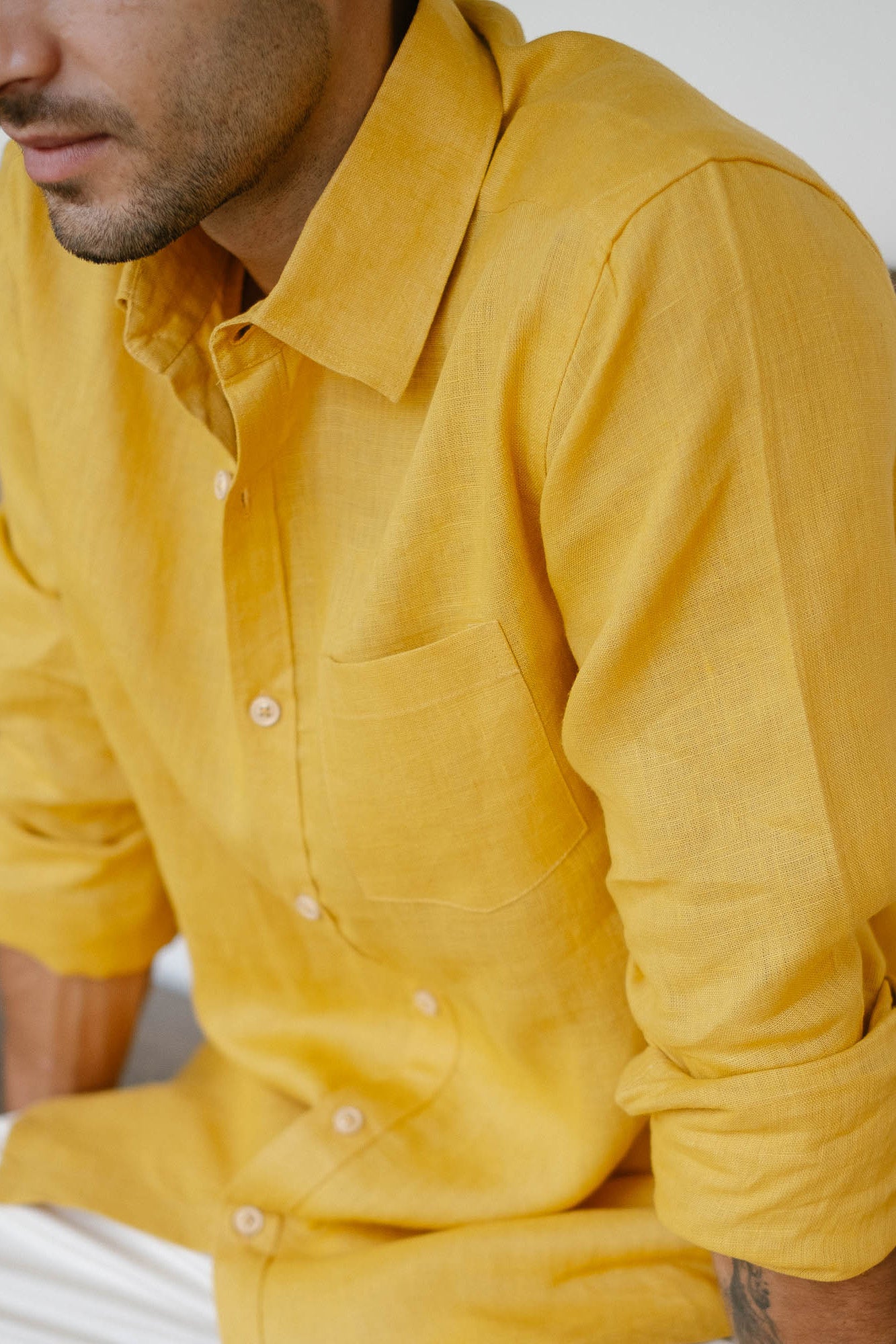 Buy Mens Shirt Linen Shirt for Men Mustard Online