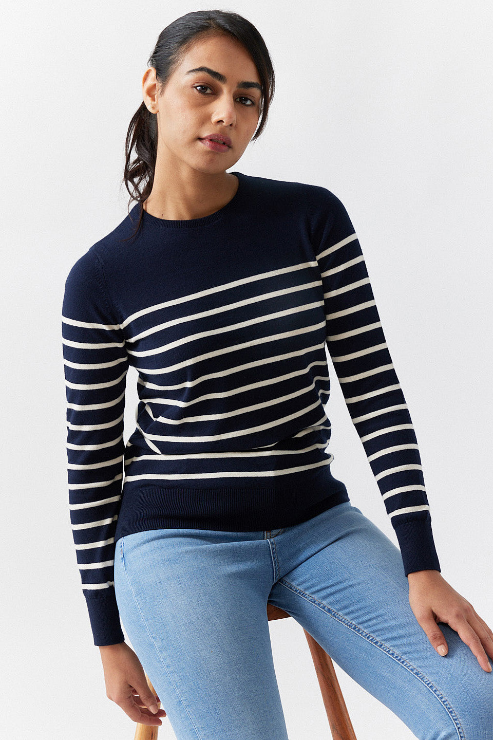 Women's Pullover The Breton Stripe Pullover Nautical Blue