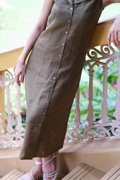 The Linen Notch Collar Dress | Creatures of Habit